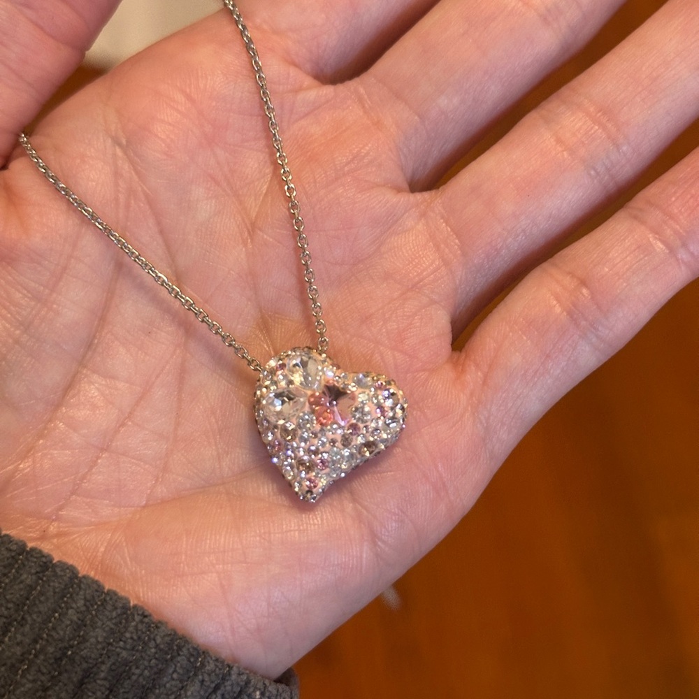 Swarovski Silver and Pink Heart Necklace